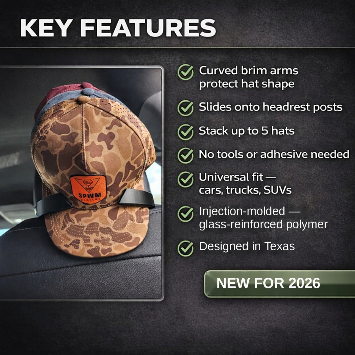 CabCap — Headrest Hat Holder (Patent Pending)