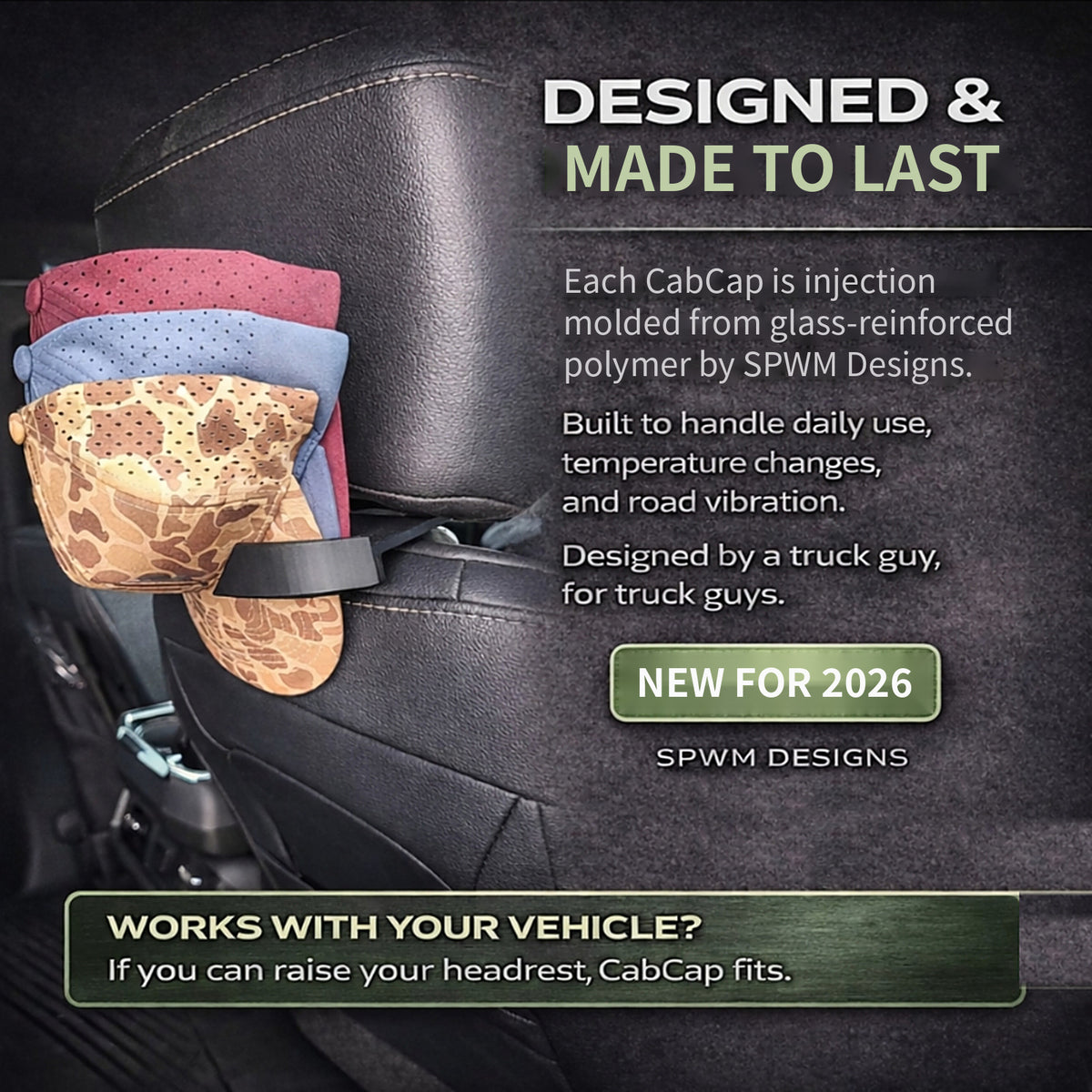 CabCap — Headrest Hat Holder (Patent Pending)